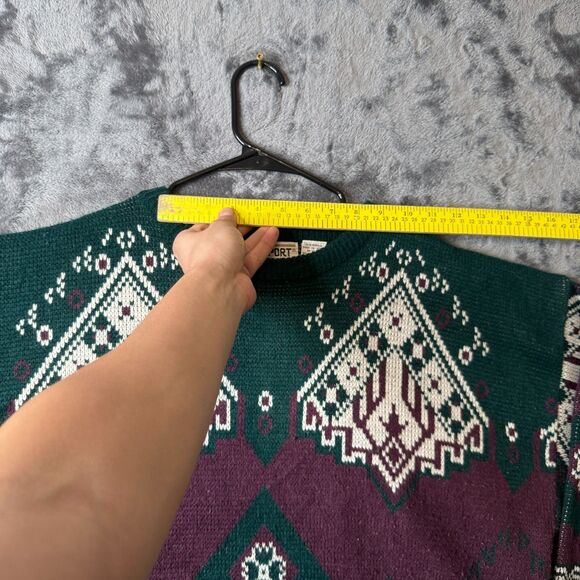 CC Sport Long Sleeve Crewneck Knit Sweater Multi Color Geometric Size X-Large - Picture 6 of 7